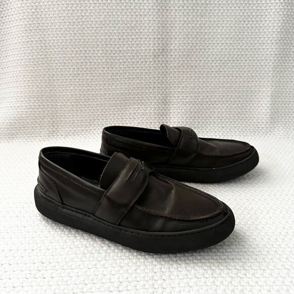 Bottega Marchigiana Italy Brown Leather Chunky Creeper Lug Sole Penny Loafers 41 - Picture 1 of 11